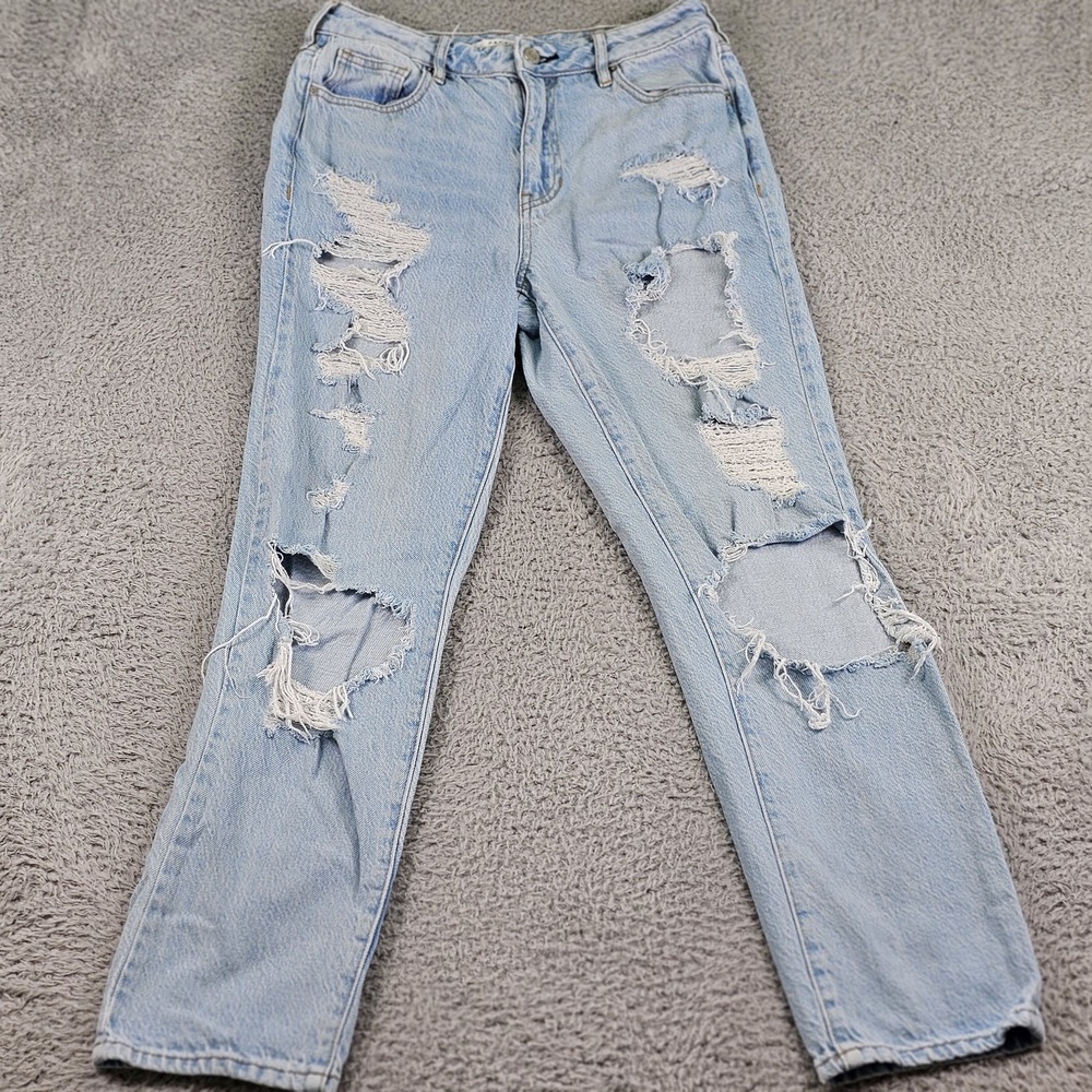 PacSun Mom Jean Womens 27 Light Wash Distressed High Rise Ripped Denim Pants